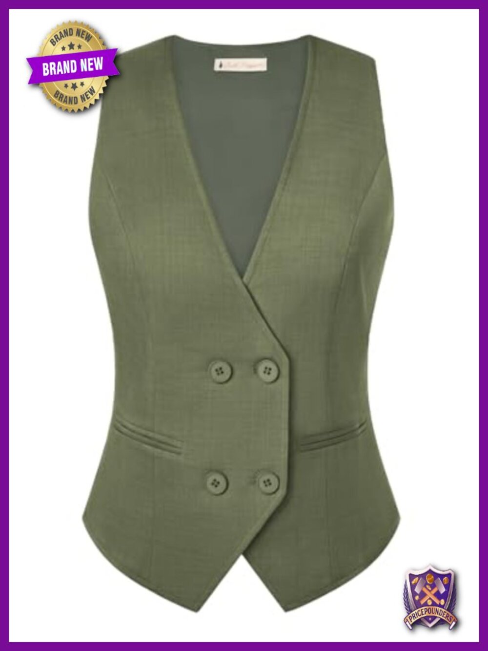 Sleeveless V-Neck Double Breasted Waistcoat Vest Business Casual